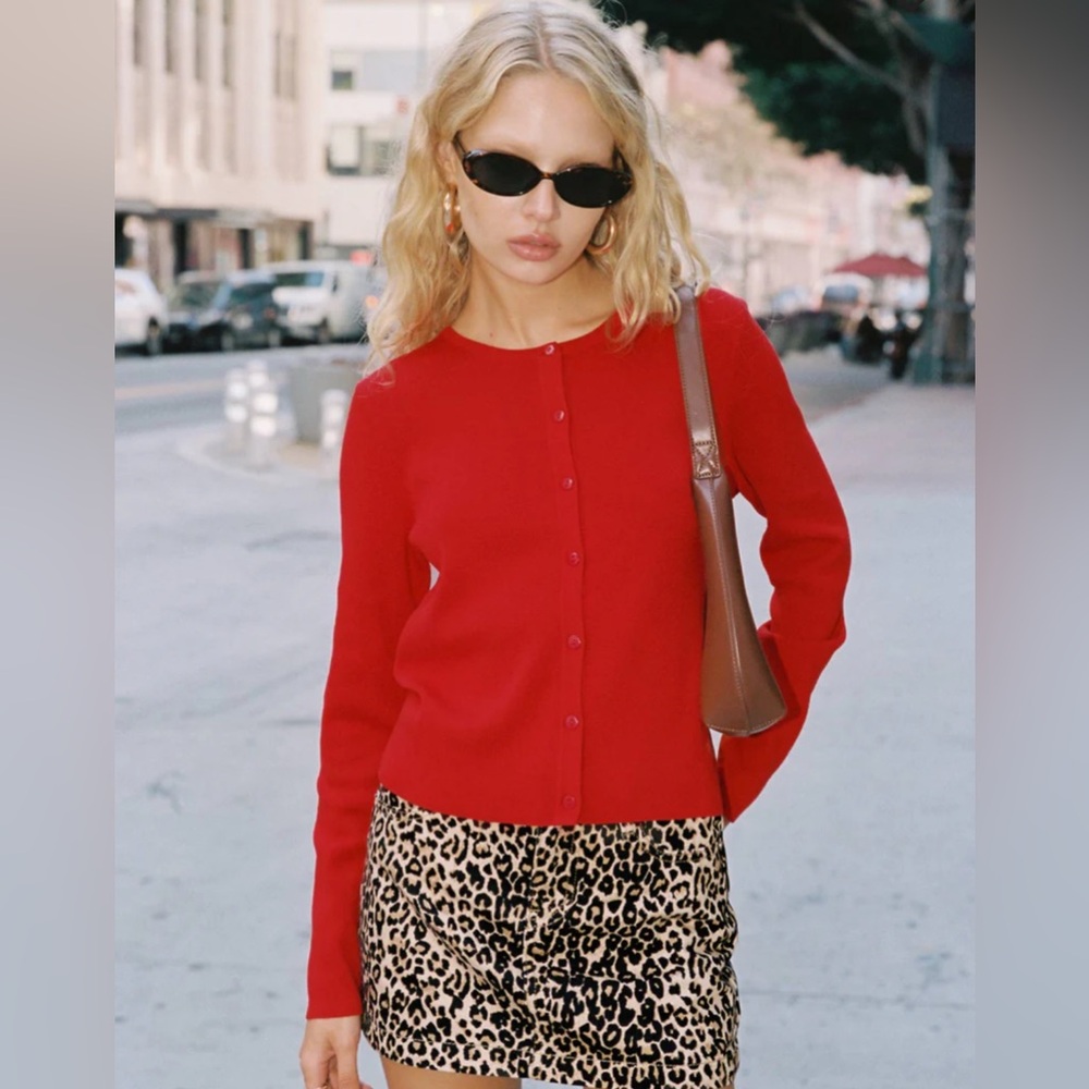 Princess Polly OLD BURLINGTON KNIT CARDIGAN RED